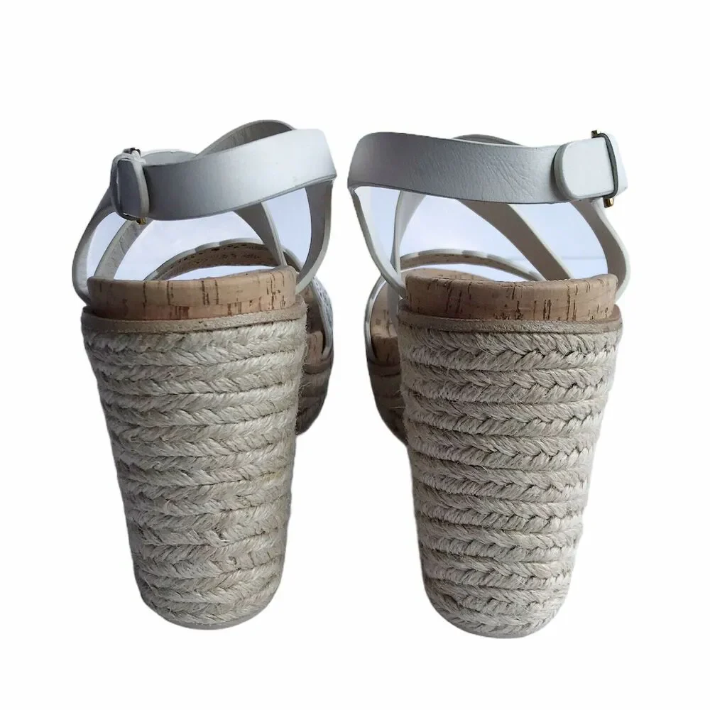 Ferragamo Gioela Wedges Espadrilles Size 40 Lait Rope Wrapped High Heel Sandals